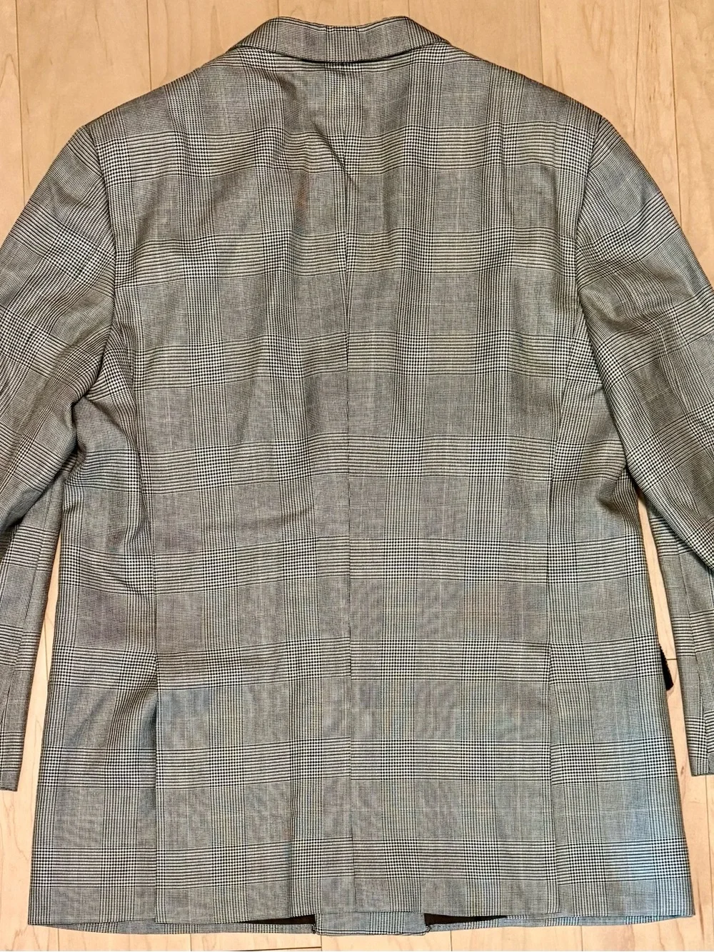 Brioni Double Breasted Blazer Gray Houndstooth Plaid Made in Italy Men’s 46L 56L